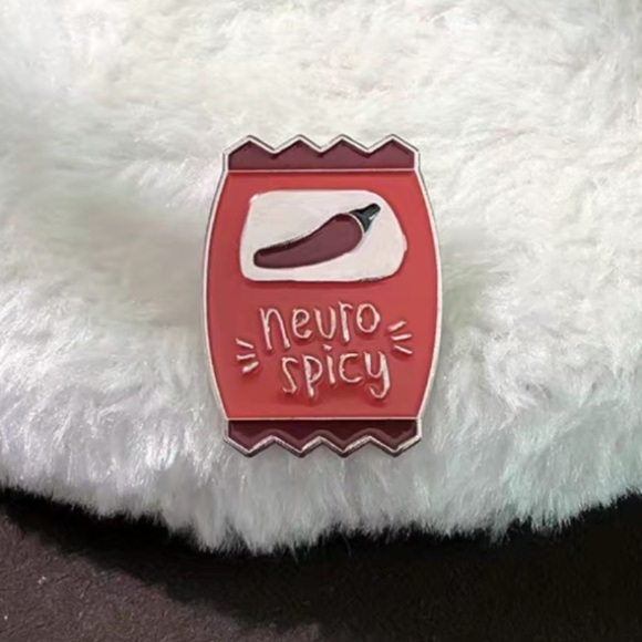 3/$25 “Neuro Spicy” Hit Sauce Packet Pin Badge Brooch UNISEX Hot Pepper - Picture 2 of 10